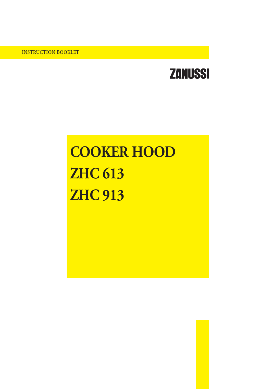 Zanussi ZHC 913 User Manual | 20 pages