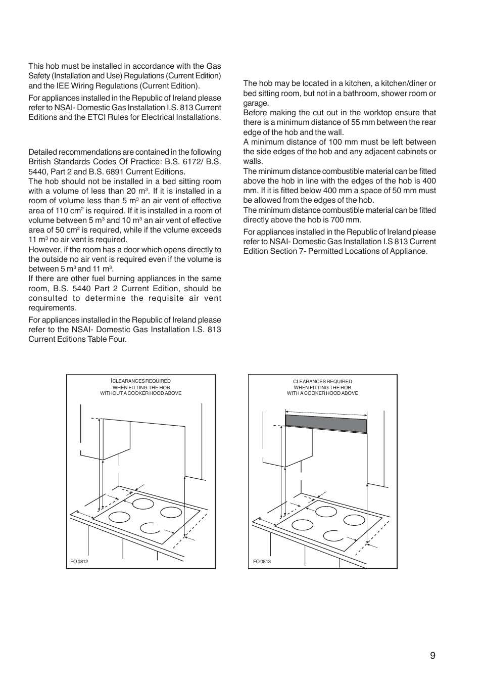 Important safety requirements, Provision for ventilation, Location | Zanussi ZGL 62 ITX User Manual | Page 9 / 20