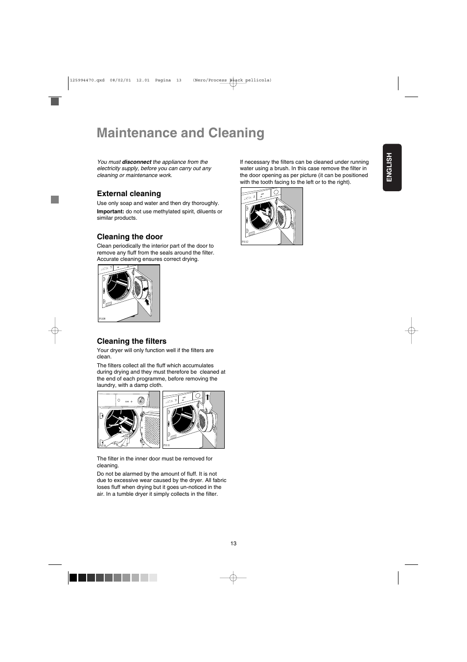 Maintenance and cleaning | Zanussi TD 4212 User Manual | Page 13 / 14