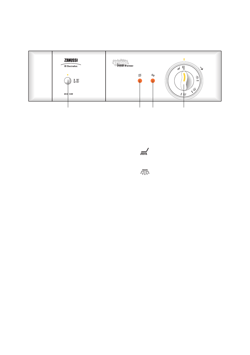 The control panel | Zanussi DCS 12 W User Manual | Page 6 / 16