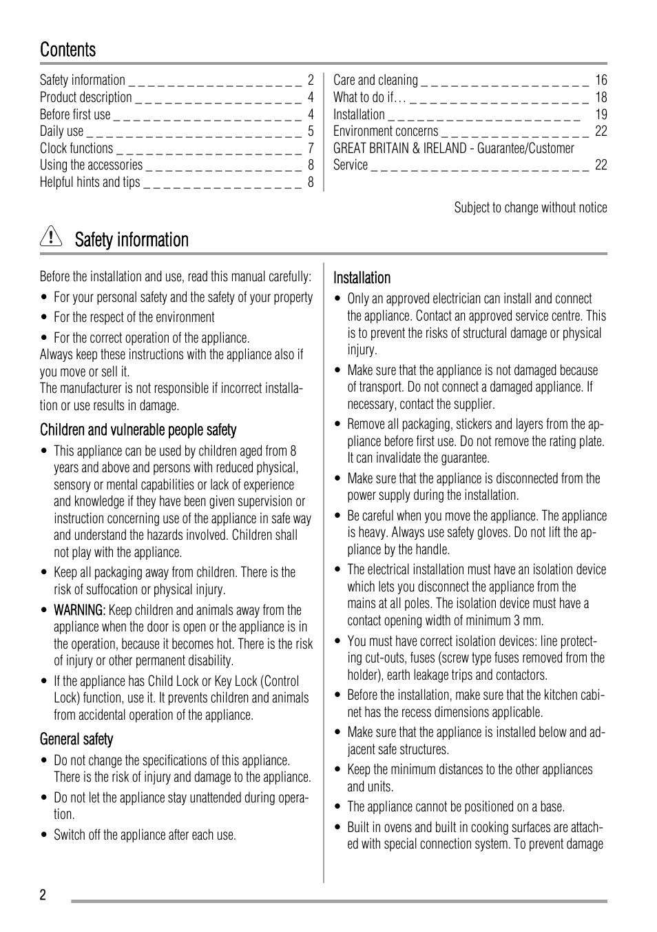 Zanussi ZOD580 User Manual | Page 2 / 24