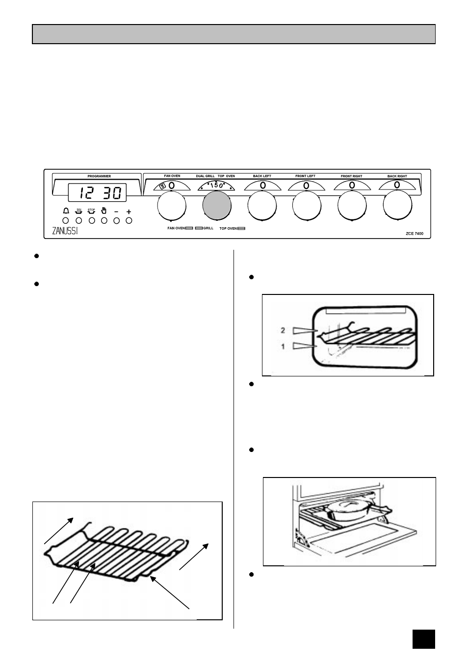 The top oven | Zanussi ZCE 7400 User Manual | Page 21 / 36