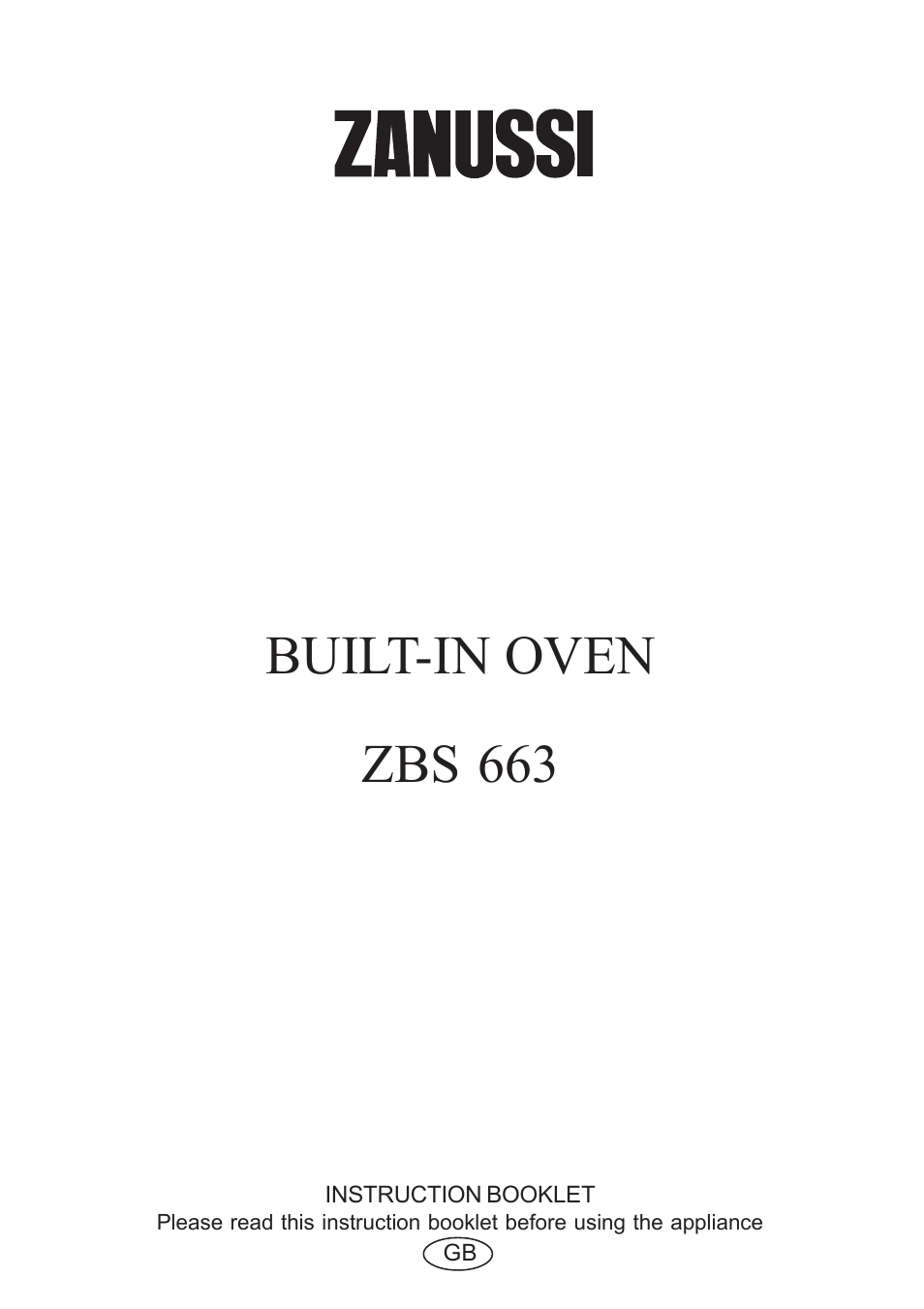 Zanussi ZBS 663 User Manual | 24 pages