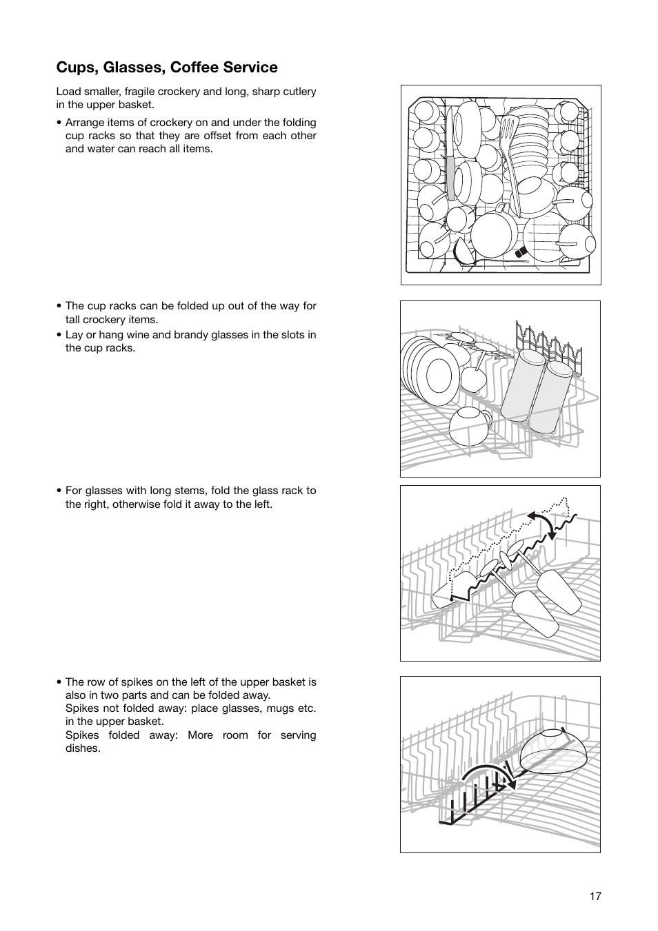 Cups, glasses, coffee service | Zanussi ZSF 6171 User Manual | Page 17 / 44