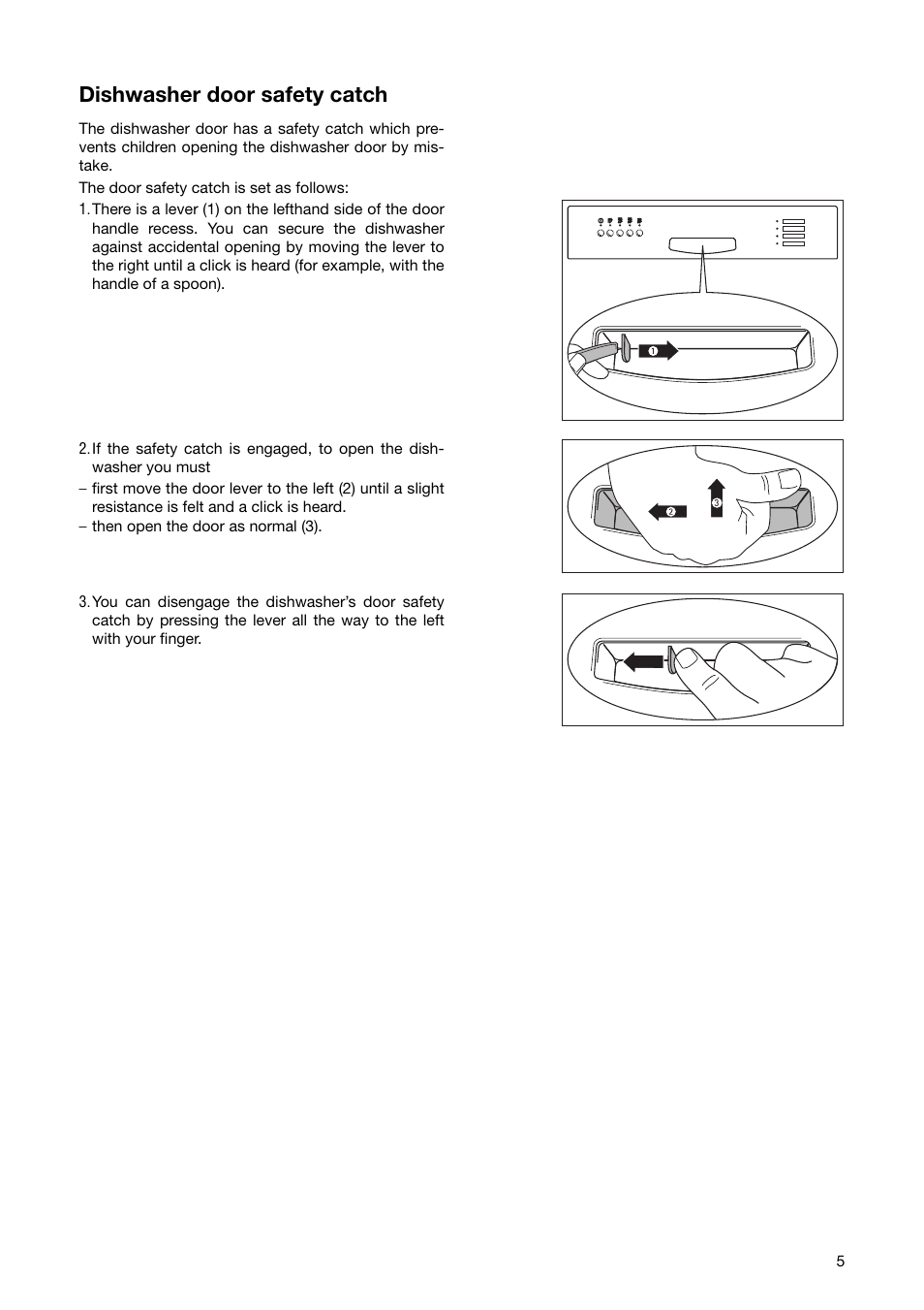Dishwasher door safety catch | Zanussi ZSF 6171 User Manual | Page 5 / 44