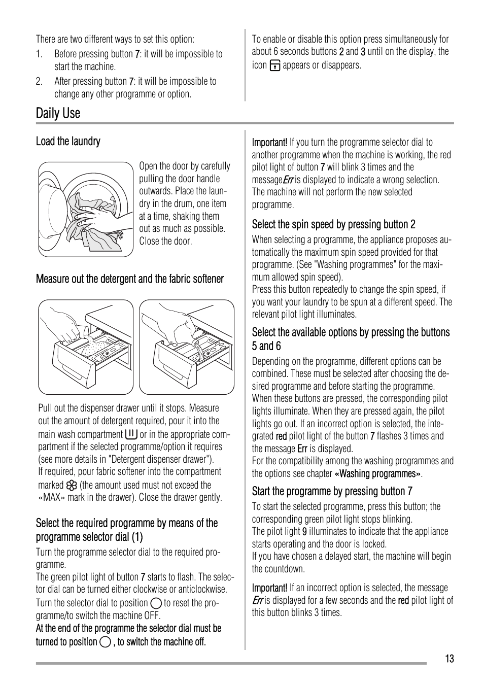 Daily use | Zanussi ZKH 2145 User Manual | Page 13 / 28