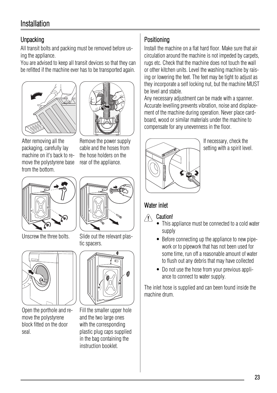 Installation | Zanussi ZKH 2145 User Manual | Page 23 / 28