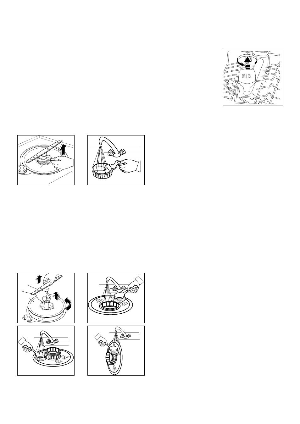 Maintenance and cleaning, Internal cleaning, Cleaning the central filter | Cleaning the large filter, External cleaning, Prolonged periods of non-operation, Frost precautions, Moving the machine | Zanussi IZZI User Manual | Page 11 / 16