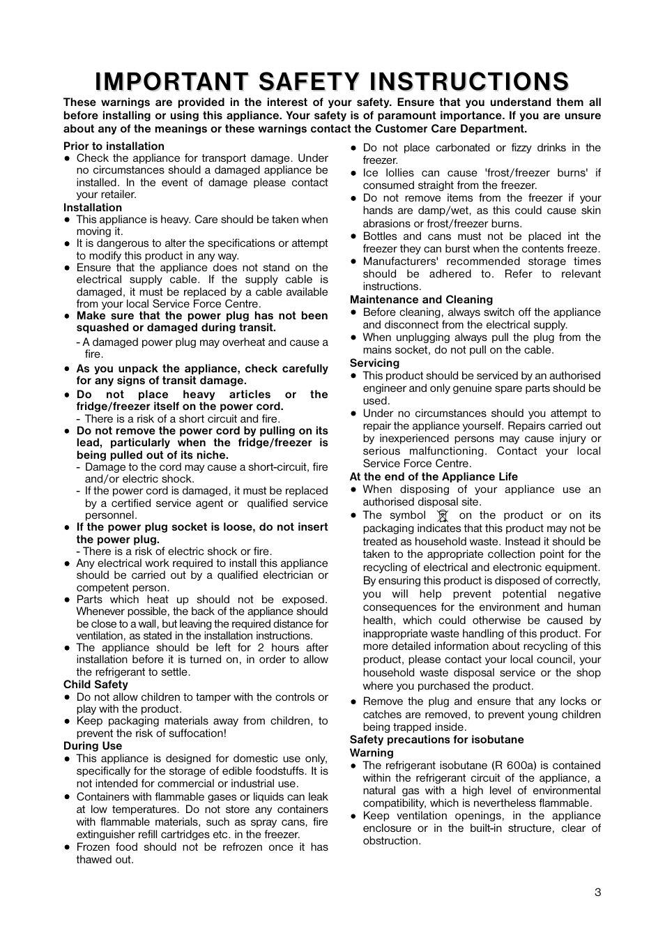 Impor | Zanussi ZUT 113S User Manual | Page 3 / 20