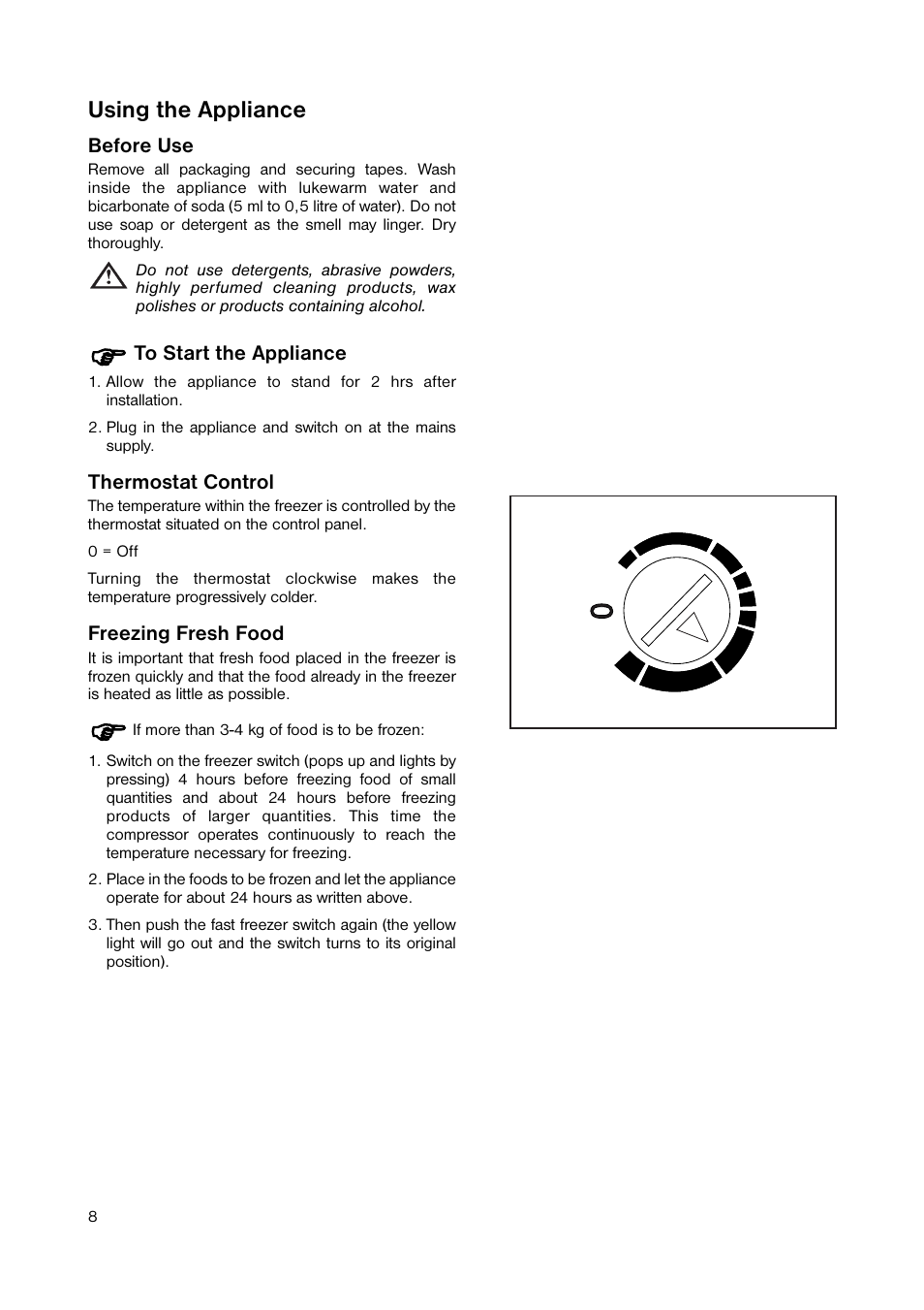 Using the appliance | Zanussi ZUT 113S User Manual | Page 8 / 20