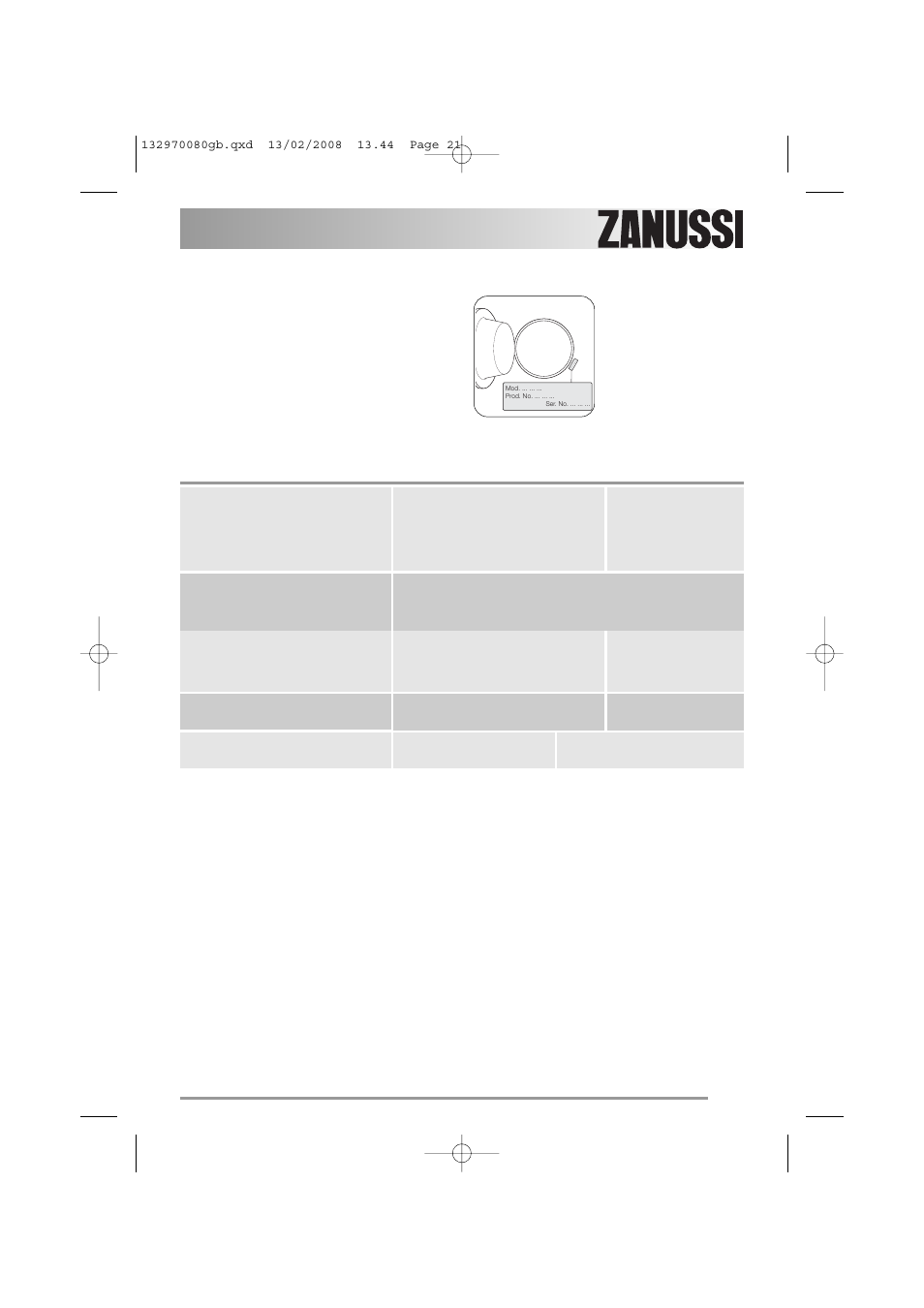 Technical data | Zanussi ZWF 385 User Manual | Page 21 / 26