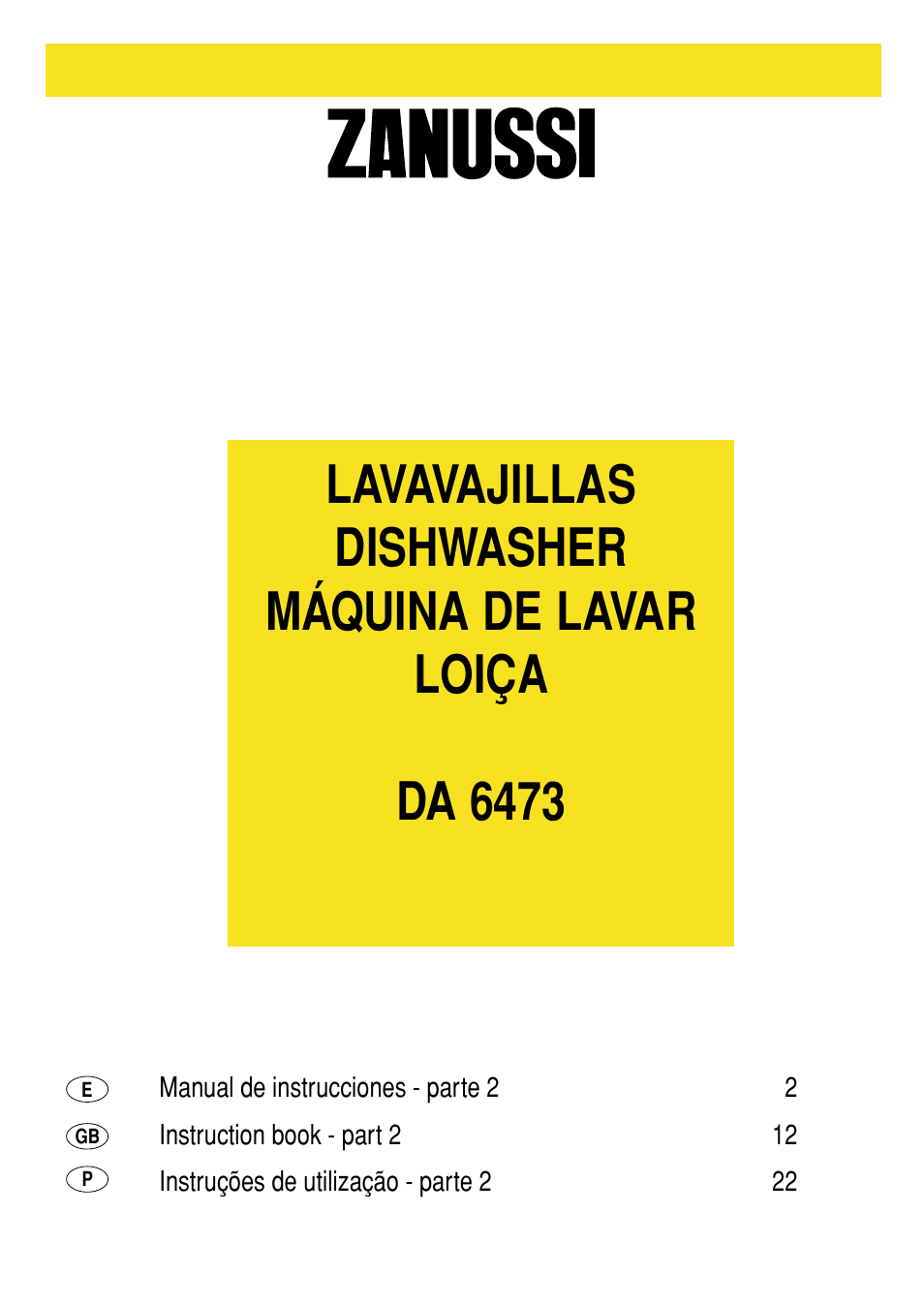 Zanussi DA 6473 User Manual | 12 pages