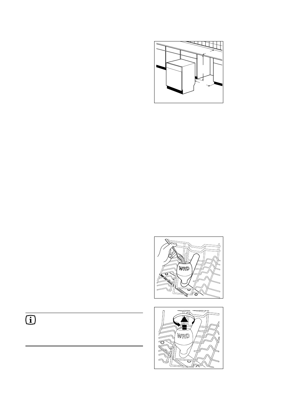 Fitting under a counter, Levelling, The wrd detergent dispenser | Zanussi DA 6473 User Manual | Page 11 / 12