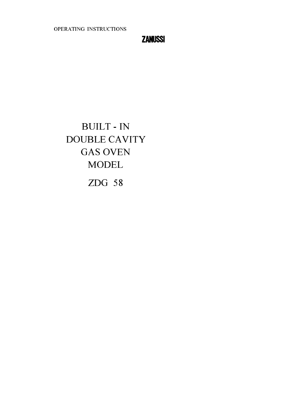 Zanussi ZDG 58 User Manual | 47 pages