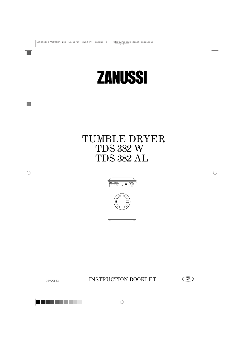 Zanussi TDS 382 W User Manual | 20 pages