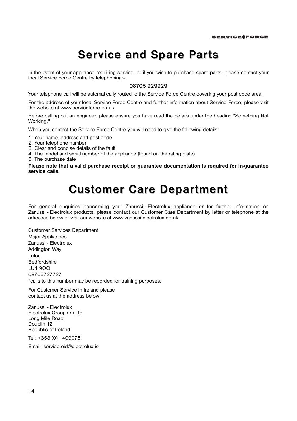 Zanussi ZRD 185W1 User Manual | Page 14 / 20