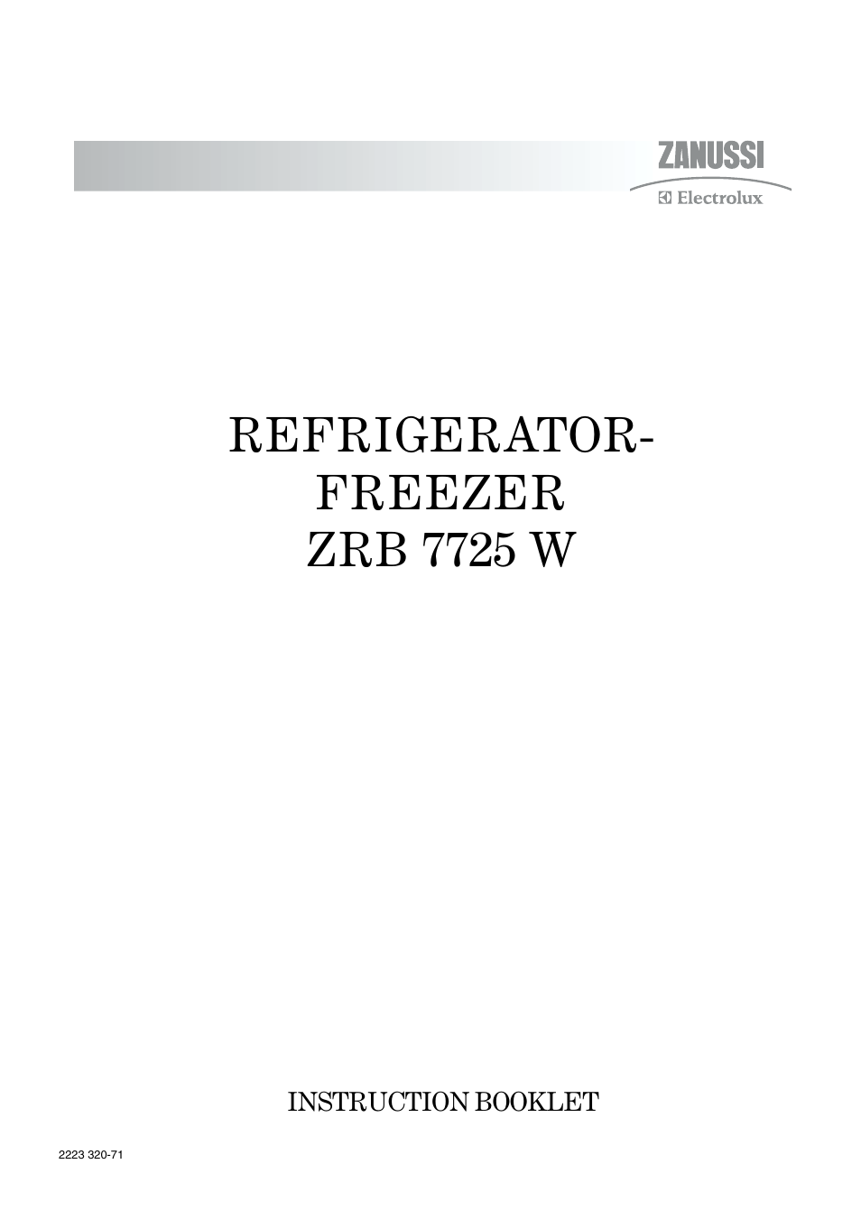 Zanussi ZRB 7725 W User Manual | 20 pages