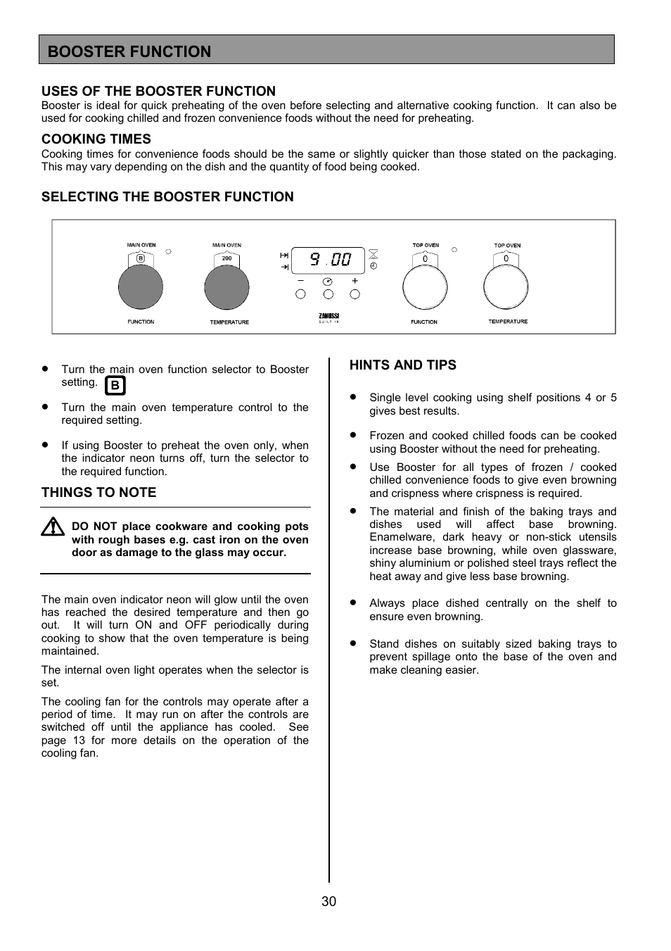 Booster function | Zanussi ZDQ 695 User Manual | Page 30 / 44