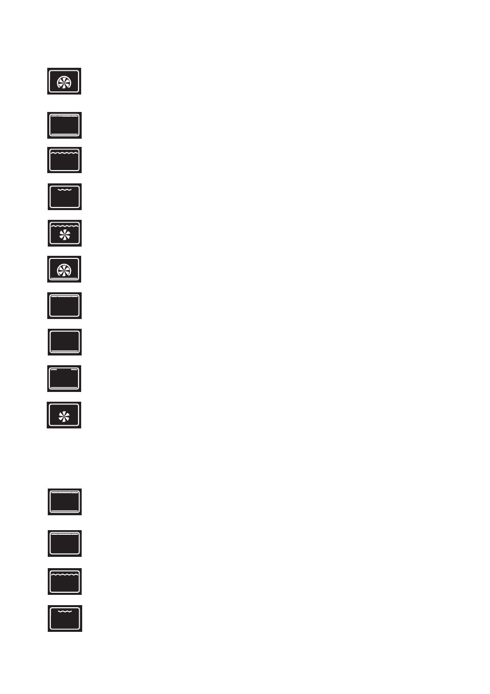 Main oven cooking function symbols, Lower oven cooking function symbols | Zanussi ZDM 891 User Manual | Page 8 / 31