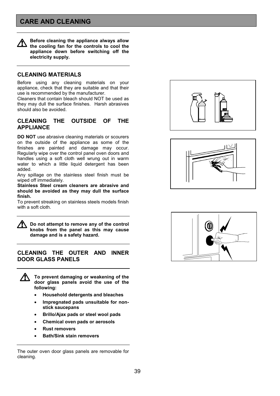 Care and cleaning | Zanussi 311608901 User Manual | Page 39 / 60