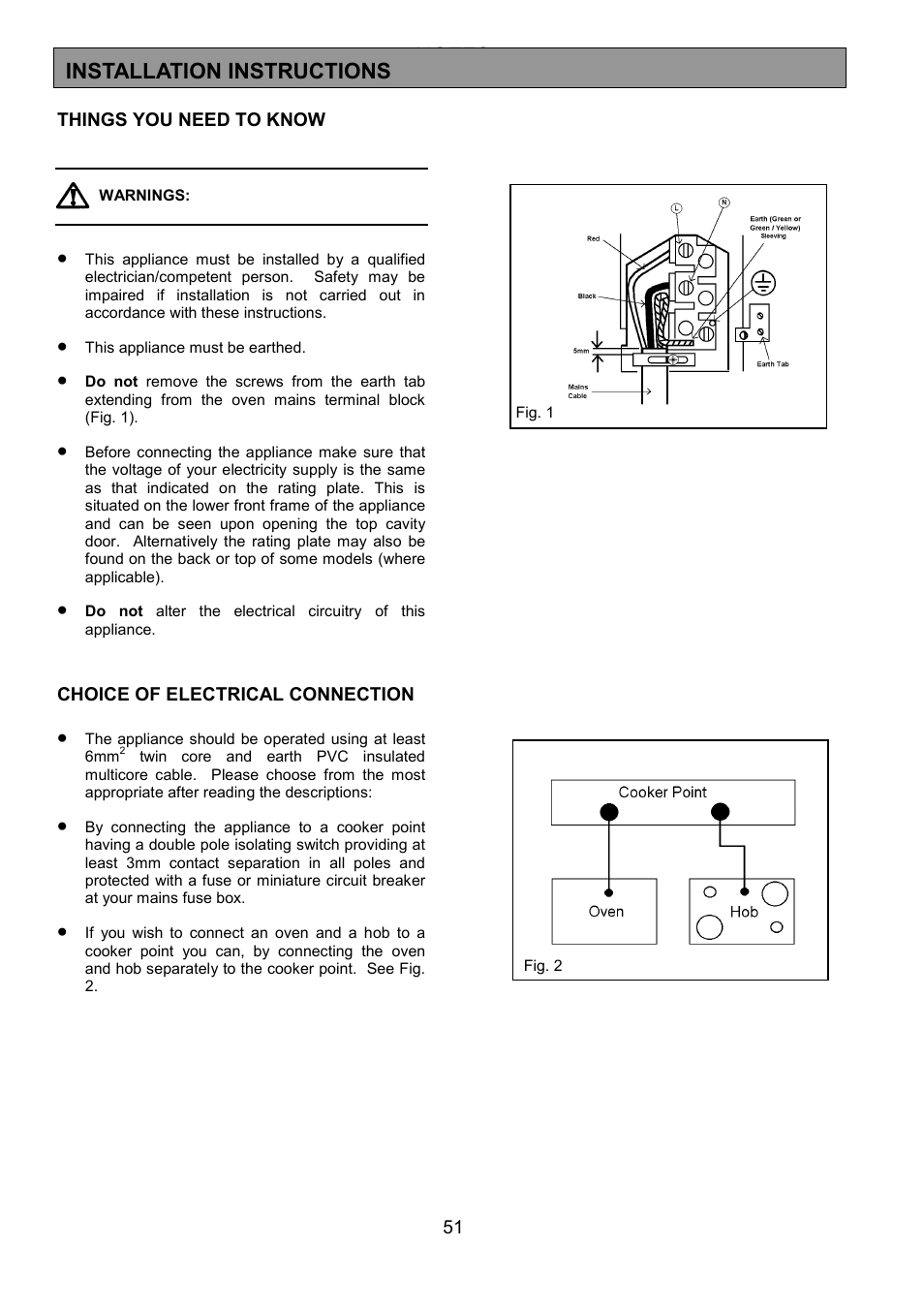 Installation instructions | Zanussi 311608901 User Manual | Page 51 / 60