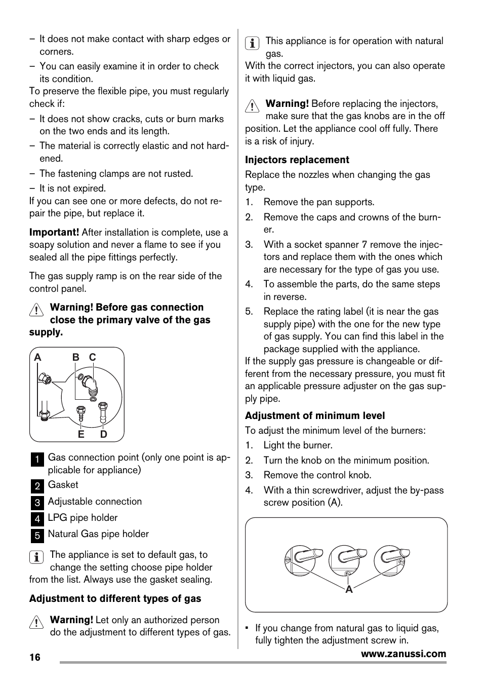 Zanussi ZCG560G User Manual | Page 16 / 20