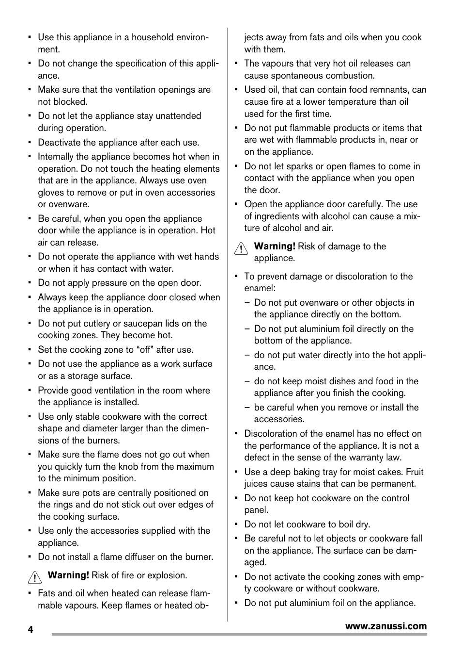 Zanussi ZCG560G User Manual | Page 4 / 20