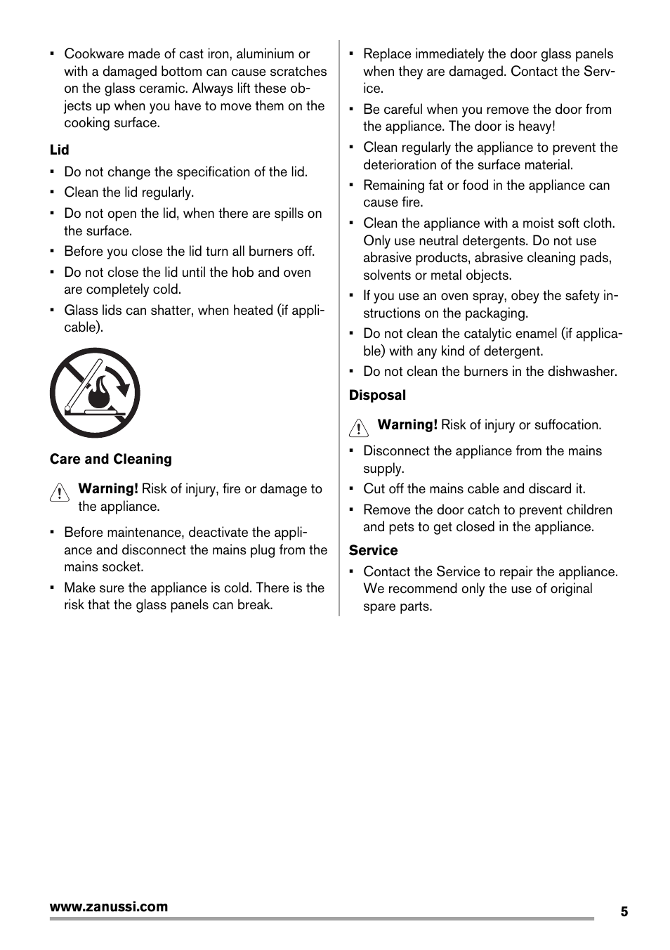 Zanussi ZCG560G User Manual | Page 5 / 20