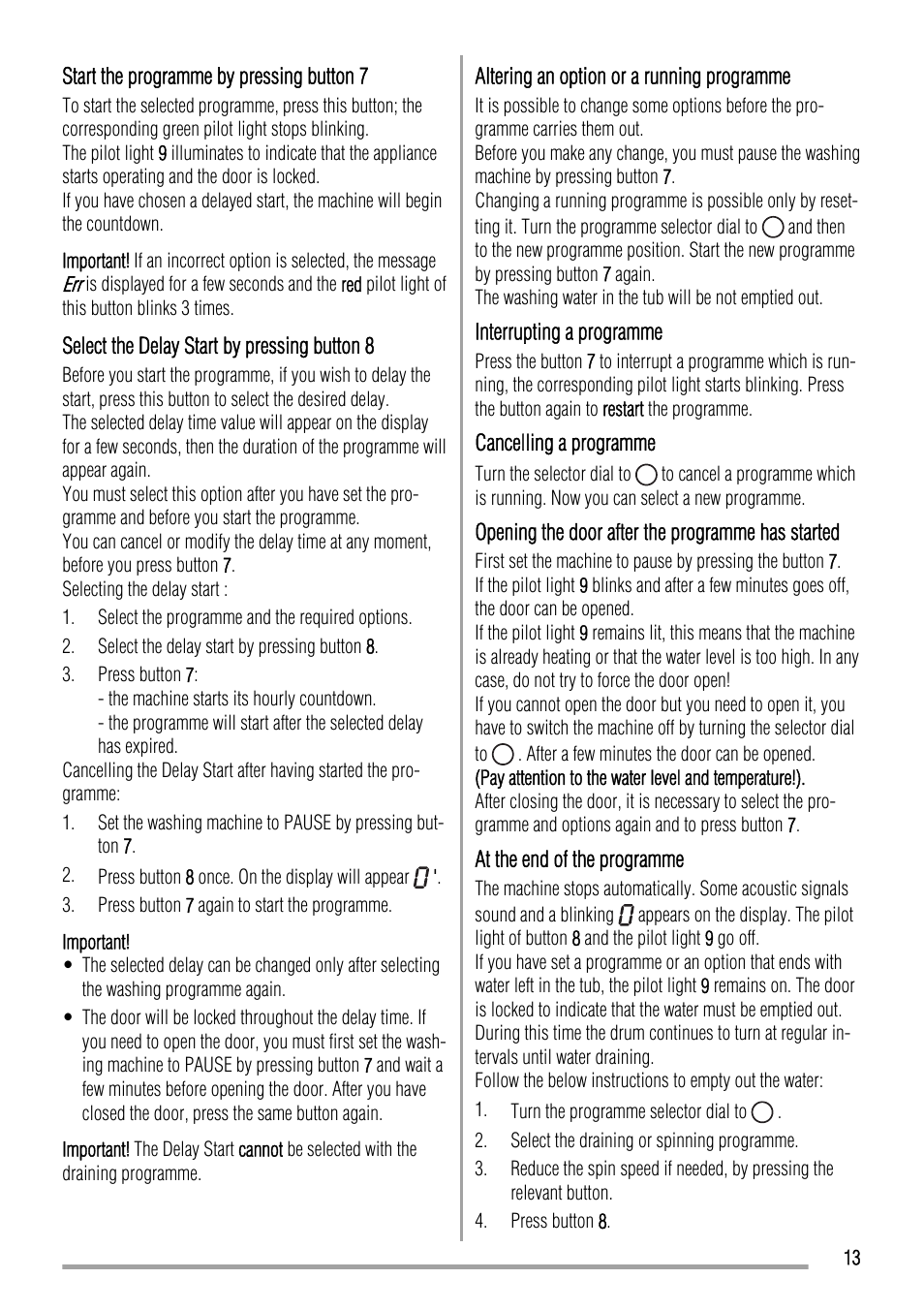 Zanussi ZWFS 7000 User Manual | Page 13 / 28