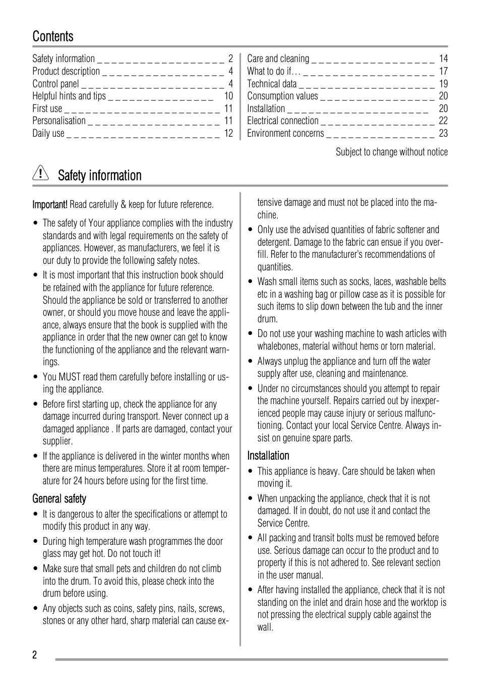 Zanussi ZWFS 7000 User Manual | Page 2 / 28