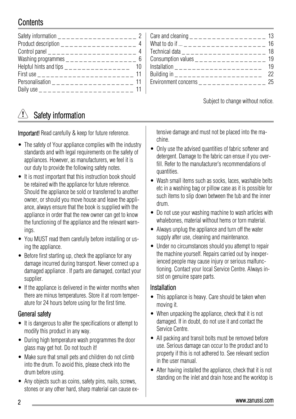 Zanussi ZWI 71201 WA User Manual | Page 2 / 28