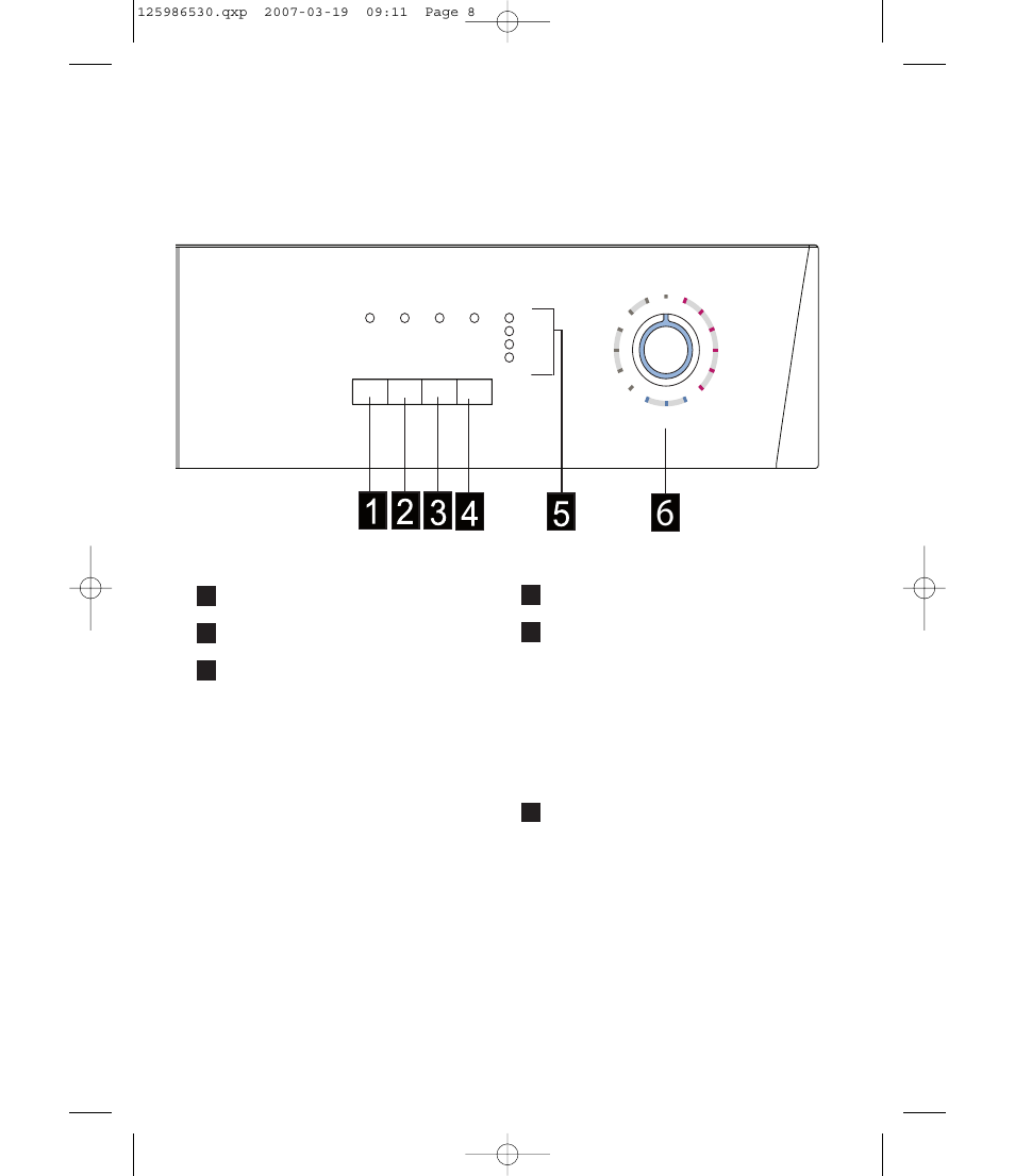 Control panel, Buzzer b button quick b button delicate b button, Start/pause b button indicator llight | Programme s selector d dial, S: - drying - cooling - end - filtres | Zanussi ZDE 57140W User Manual | Page 8 / 31