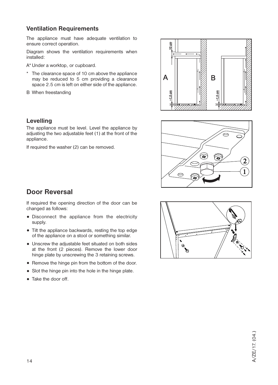 Door reversal | Zanussi ZEUT 6245 User Manual | Page 14 / 16