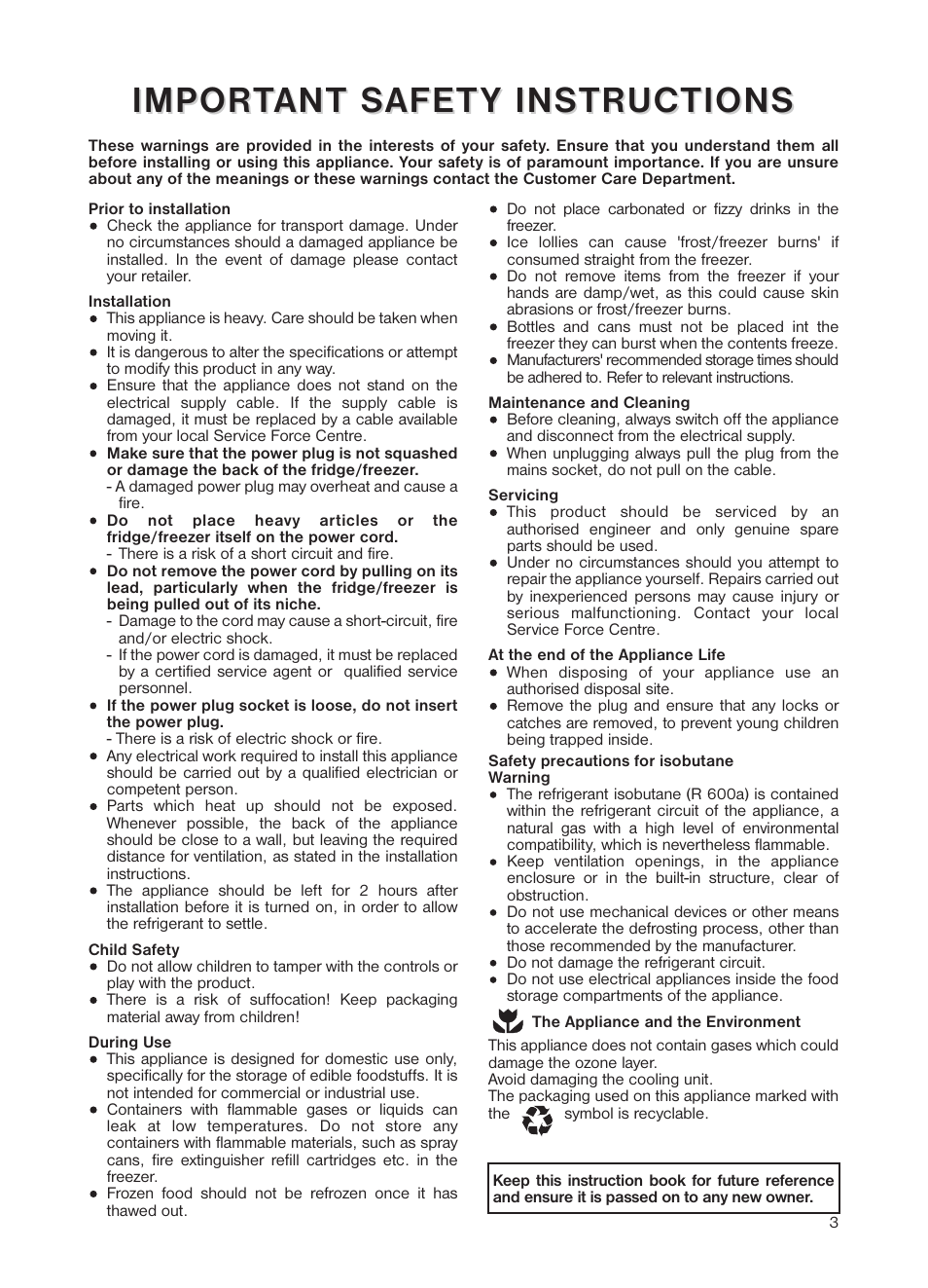 Impor | Zanussi ZEUT 6245 User Manual | Page 3 / 16