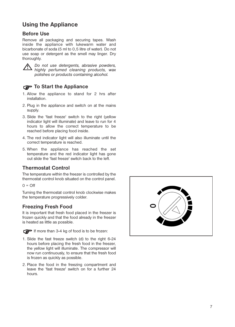 Using the appliance | Zanussi ZEUT 6245 User Manual | Page 7 / 16