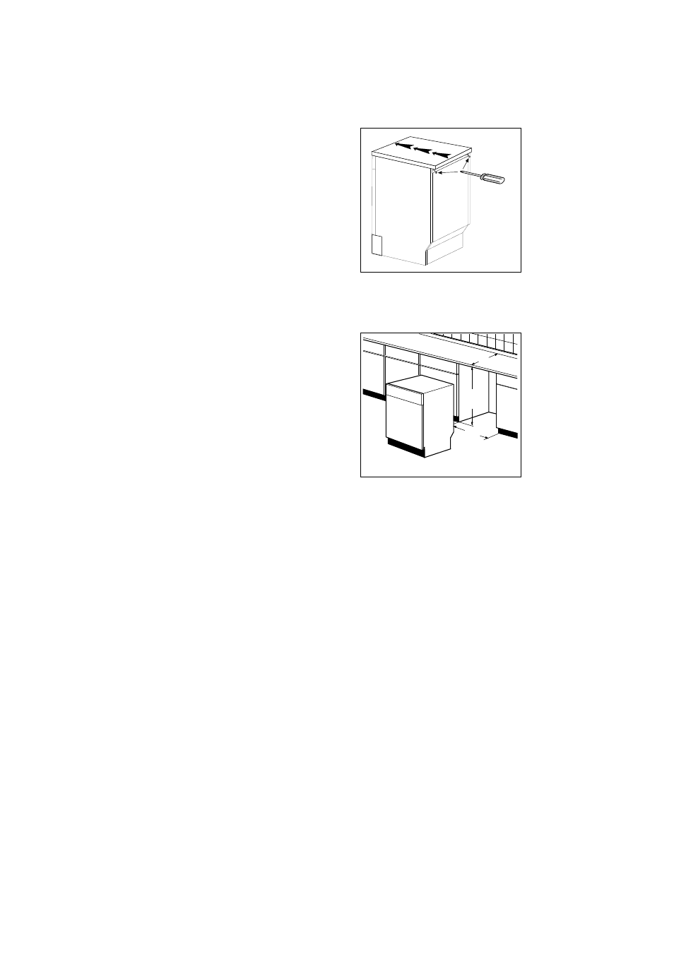 Adjusting the worktop, Fitting under a counter | Zanussi DWS 6726 User Manual | Page 21 / 24