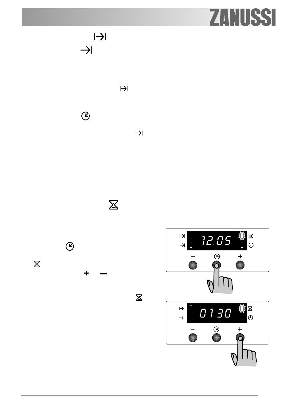 Minute minder” function | Zanussi ZOB 550 User Manual | Page 13 / 36