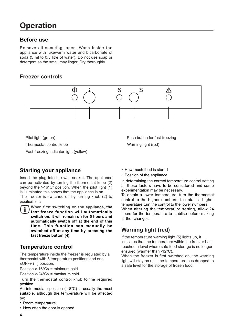 Operation | Zanussi ZEUT 6275 User Manual | Page 4 / 16