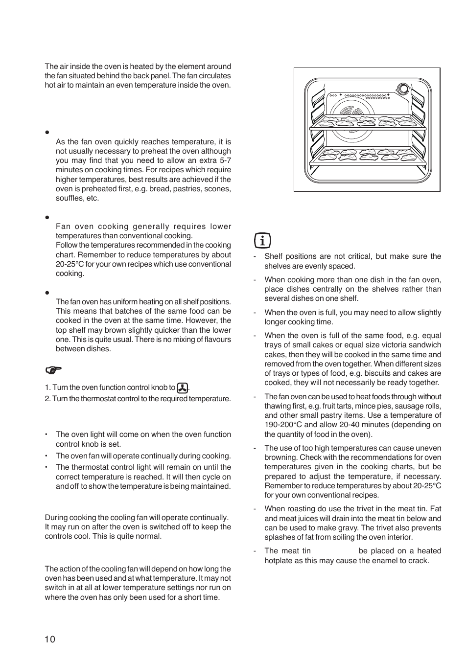 The fan oven, How to use the fan oven, The cooling fan | Hints and tips | Zanussi ZBF 361 User Manual | Page 10 / 24