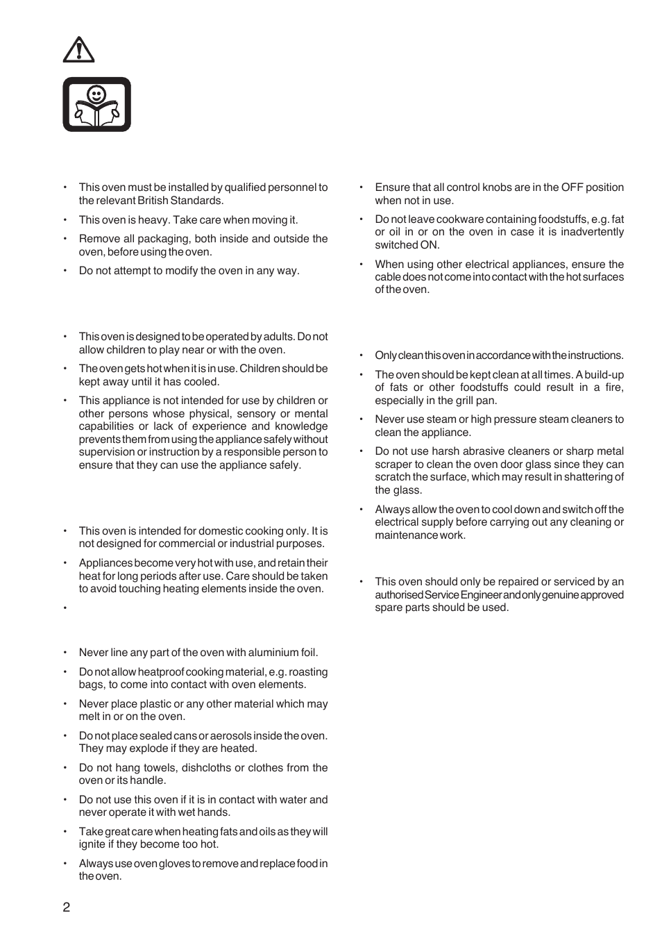 Important safety information, Installation, Child safety | During use, Maintenance and cleaning, Service | Zanussi ZBF 361 User Manual | Page 2 / 24