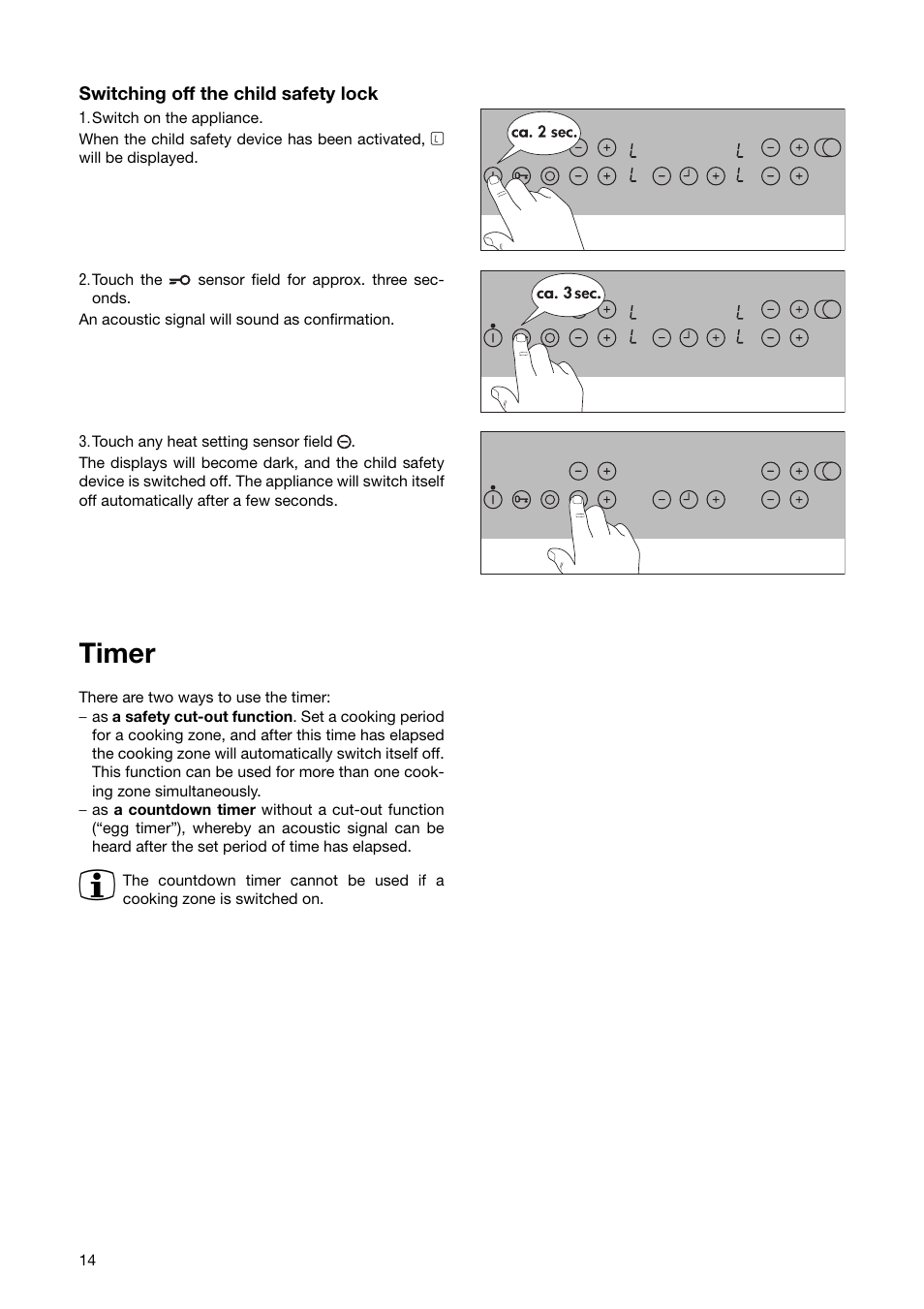 Timer | Zanussi ZKT 863 LX User Manual | Page 14 / 32