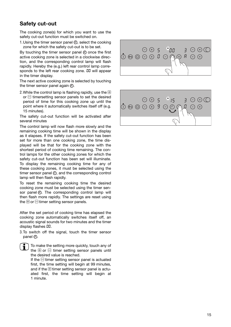 Safety cut-out | Zanussi ZKT 863 LX User Manual | Page 15 / 32