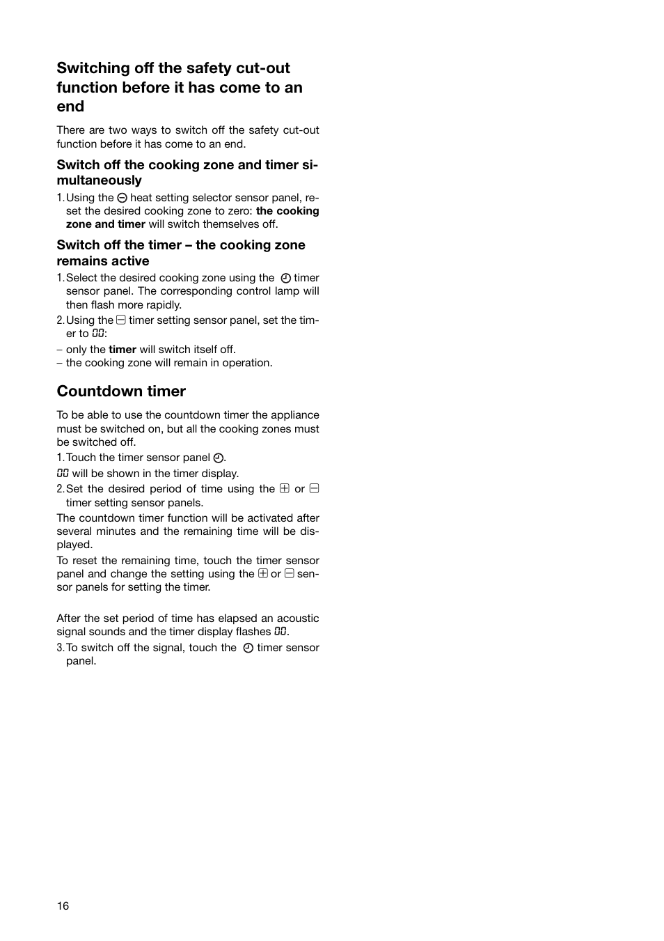 Countdown timer | Zanussi ZKT 863 LX User Manual | Page 16 / 32