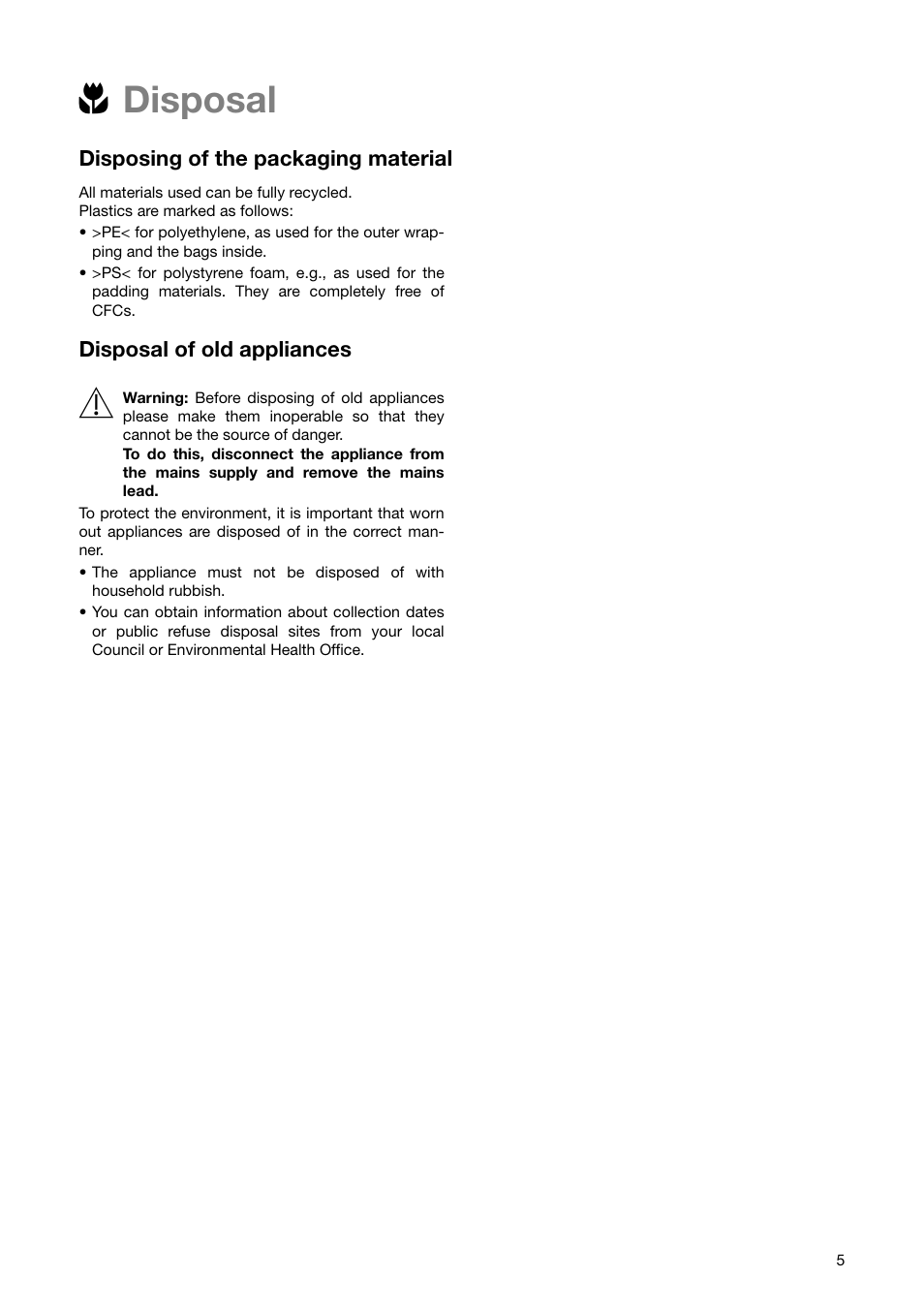2disposal | Zanussi ZKT 863 LX User Manual | Page 5 / 32