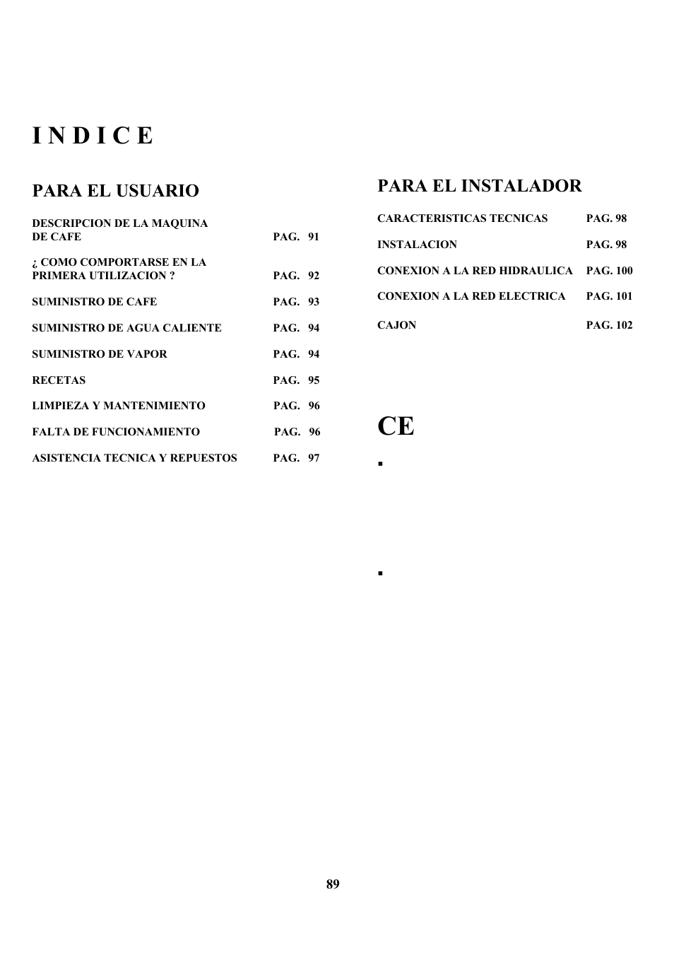 Para el usuario, Para el instalador | Zanussi ZCOF 637 X User Manual | Page 91 / 103