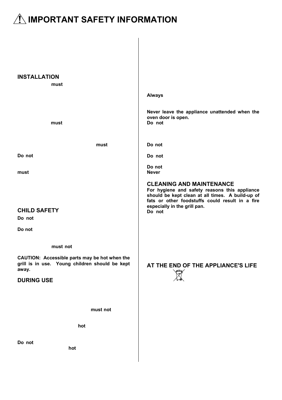 Important safety information | Zanussi ZDQ 595 User Manual | Page 2 / 40