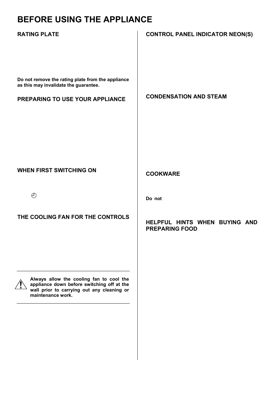Before using the appliance | Zanussi ZDQ 595 User Manual | Page 7 / 40