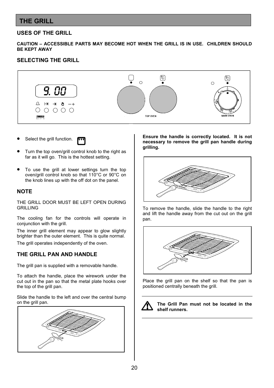 The grill | Zanussi ZDF867 User Manual | Page 20 / 36