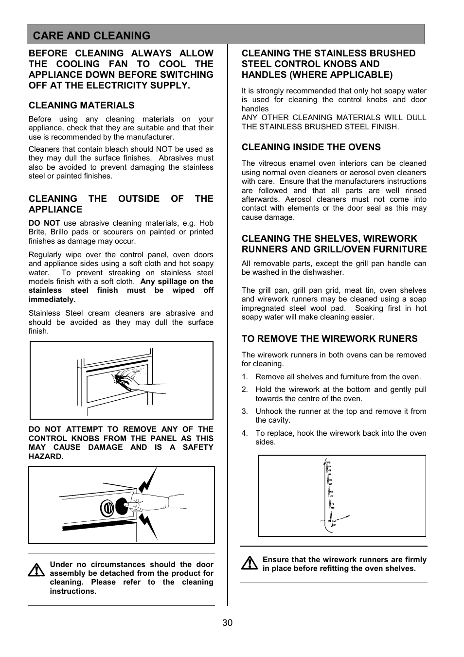 Care and cleaning | Zanussi ZDF867 User Manual | Page 30 / 36