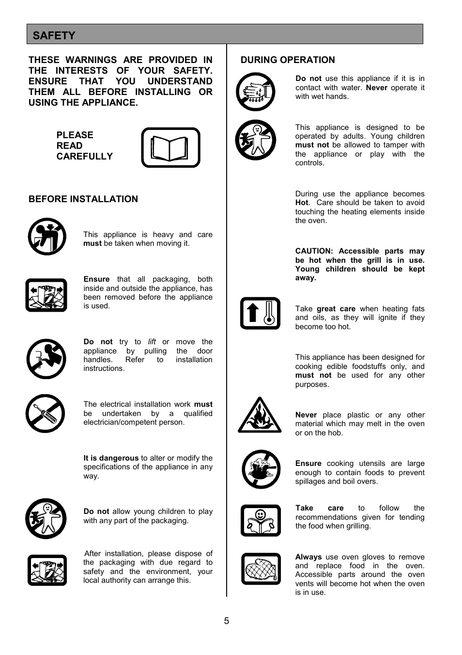 Safety | Zanussi ZDF867 User Manual | Page 5 / 36